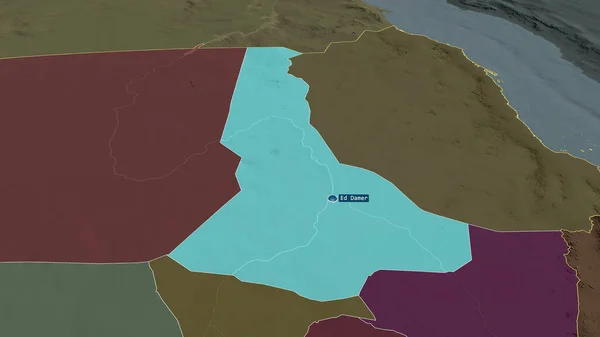 Rio Nilo Estado Sudão Ampliou Destacou Com Capital Mapa Colorido — Fotografia de Stock