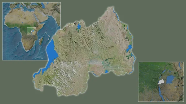 Primer Plano Ruanda Ubicación Región Centro Mapa Mundial Gran Escala — Foto de Stock