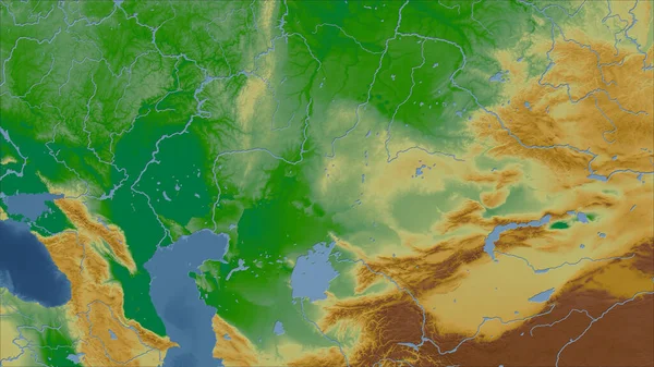 Kazakistan Prospettiva Ravvicinata Del Paese Nessun Contorno Mappa Fisica Colori — Foto Stock