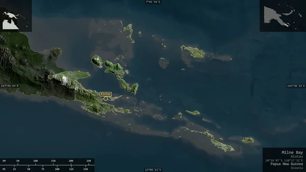 Bahía Milne Provincia Papúa Nueva Guinea Imágenes Satélite Forma Presentada —  Fotos de Stock