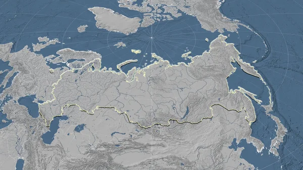 Rússia Seu Bairro Perspectiva Oblíqua Distinta Forma Delineada Mapa Elevação — Fotografia de Stock