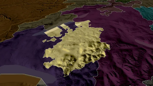 Fribourg Kanton Szwajcarii Powiększył Podkreślił Kolorowa Wyboista Mapa Podziału Administracyjnego — Zdjęcie stockowe