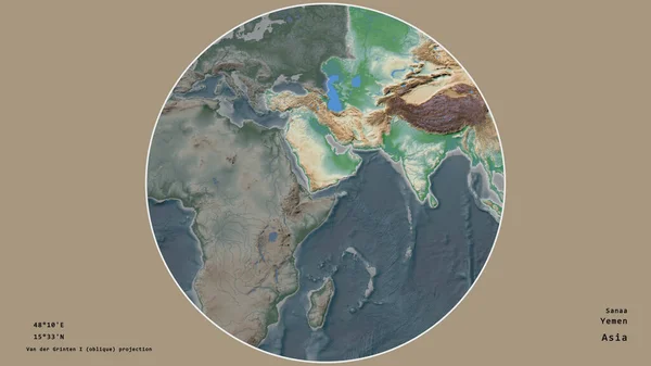 Oblast Jemenu Soustředila Kruhu Který Obklopoval Její Kontinent Odumřelém Pozadí — Stock fotografie