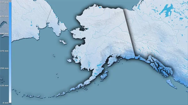 Осадки Самого Сухого Квартала Территории Сша Аляске Стереографической Проекции Легендой — стоковое фото