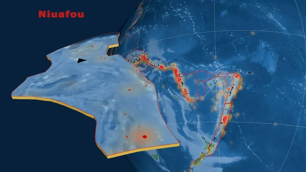 Тектоническая Плита Ниуафу Описана Экструдирована Представлена Земном Шаре Природная Топографическая — стоковое фото
