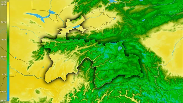 Temperatura Máxima Del Mes Más Cálido Dentro Del Área Tayikistán — Foto de Stock