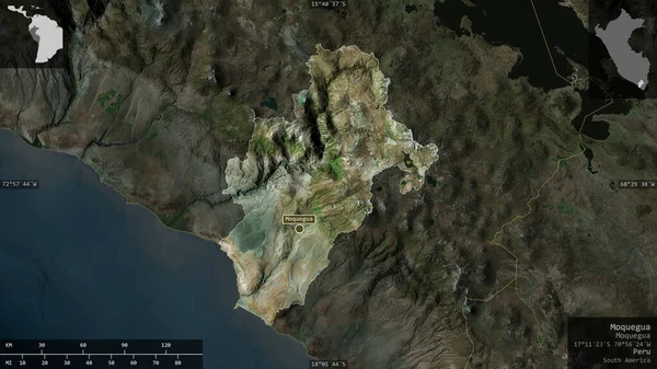 Moquegua Region Peru Satellitenbilder Gestalt Die Sich Mit Informativen Überlagerungen — Stockfoto