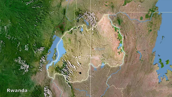 Rwanda Area Satellite Map Stereographic Projection Main Composition — Stock Photo, Image