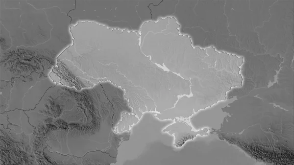 Área Ucrania Mapa Elevación Escala Grises Proyección Estereográfica Composición Cruda — Foto de Stock