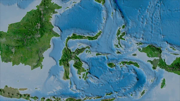 인공위성에 몰루카 Molucca Sea Tectonic Plate Map Van Der Grinten — 스톡 사진