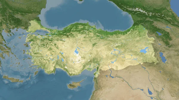Turchia Area Sulla Mappa Satellitare Nella Proiezione Stereografica Composizione Grezza — Foto Stock