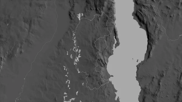말라위의 구역입니다 호수와 셰이프는 지역에 약술하였다 렌더링 — 스톡 사진