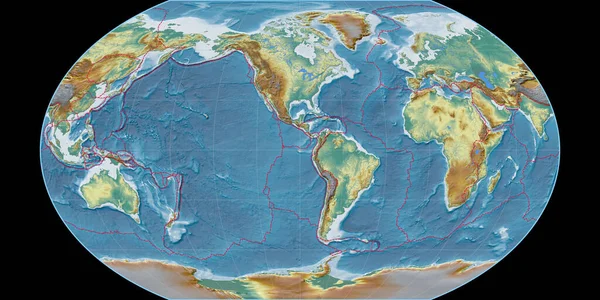 Mapa Mundo Projeção Kavraisky Vii Centrada Longitude Oeste Mapa Relevo — Fotografia de Stock