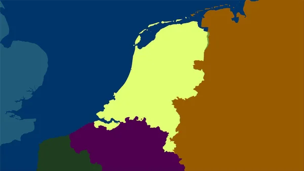 Περιοχή Κάτω Χωρών Στον Χάρτη Διοικητικών Διαιρέσεων Στην Στερεογραφική Προβολή — Φωτογραφία Αρχείου