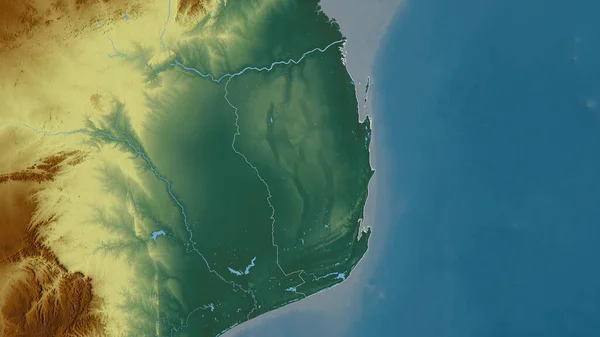 Inhambane Provincie Mozambique Gekleurd Reliëf Met Meren Rivieren Vorm Geschetst — Stockfoto