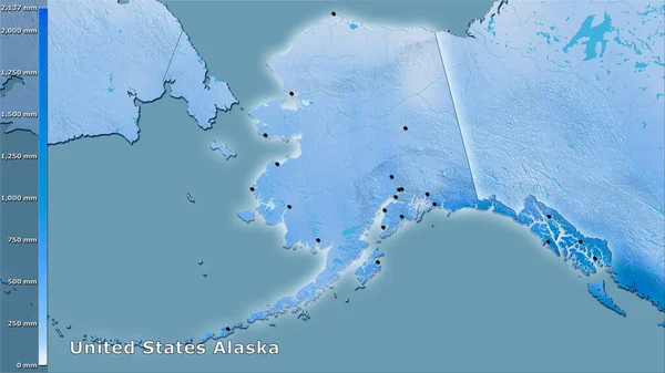 Precipitation Wettest Quarter United States Alaska Area Stereographic Projection Legend — Stock Photo, Image