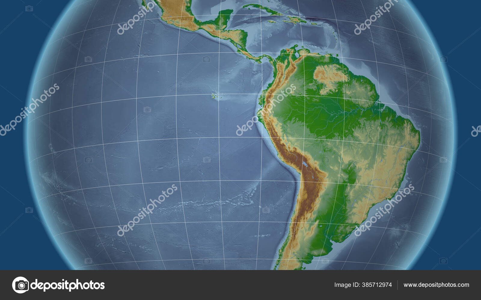 Peru Neighborhood Distant Perspective Outline Color Physical Map Stock