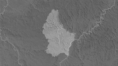 Stereografik projeksiyondaki gri ölçekli yükseklik haritasında Lüksemburg alanı - raster katmanlarının ham bileşimi