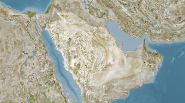 Uyduda Suudi Arabistan bölgesi stereografik projeksiyonda bir harita - raster katmanlarının ham bileşimi