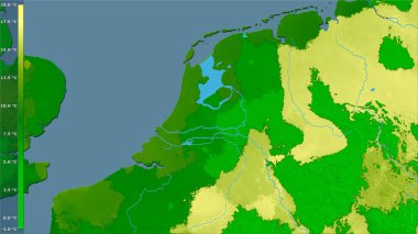 Efsanevi stereografik projeksiyondaki Hollanda bölgesinin ortalama sıcaklığı - raster tabakalarının ham bileşimi