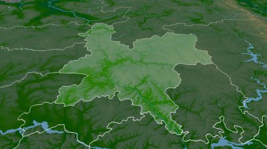 Kirov - Rusya bölgesi yakınlaştırıldı ve altı çizildi. Ana fiziksel manzara özellikleri. 3B görüntüleme