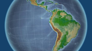 Peru. Mahalle - dış hatları olmayan uzak perspektif. renk fiziksel haritası