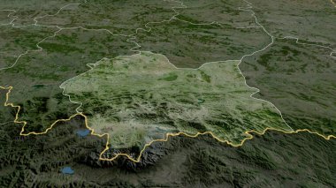 Polonya 'nın daha küçük bir kesimi - Polonya' nın Voyvoda 'sı yakınlaştırıldı ve ön plana çıkarıldı. Uydu görüntüleri. 3B görüntüleme