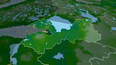 Leningrad - Rusya bölgesi yakınlaştırıldı ve altı çizildi. Ana fiziksel manzara özellikleri. 3B görüntüleme