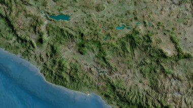 Michoacan, Meksika Eyaleti. Uydu görüntüleri. Ülke alanına göre şekillendirilmiş. 3B görüntüleme