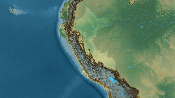 Peru Gebied Topografische Reliëfkaart Stereografische Projectie Ruwe Samenstelling Van Rasterlagen — Stockfoto