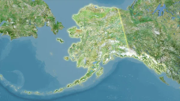 United States Alaska Area Satellite Map Stereographic Projection Raw Composition — Stock Photo, Image