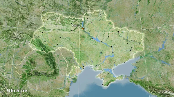 Obszar Ukrainy Mapie Satelitarnej Projekcji Stereograficznej Kompozycja Główna — Zdjęcie stockowe