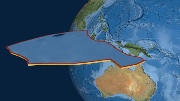 Manus Tectonic Plate Extruded Presented Globe Satellite Imagery Rendering — Stock Photo, Image