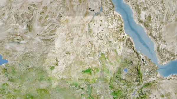 Région Soudan Sur Satellite Une Carte Dans Projection Stéréographique Composition — Photo