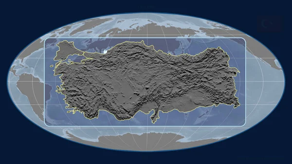 Vue Agrandie Contour Turquie Avec Des Lignes Perspective Par Rapport — Photo