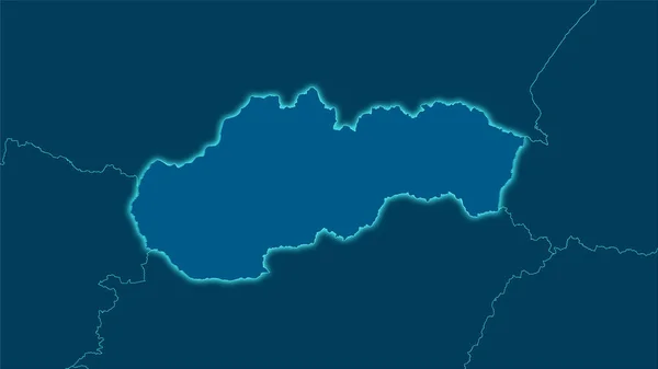 Das Gebiet Der Slowakei Auf Der Soliden Karte Der Stereographischen — Stockfoto