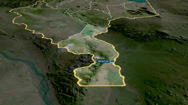 Нсандже Район Малави Увеличен Выделен Столицей Спутниковые Снимки Рендеринг — стоковое фото