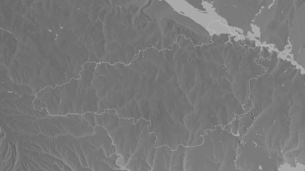 Kirovohrad Region Ukraine Grayscaled Map Lakes Rivers Shape Outlined Its — Stock Photo, Image