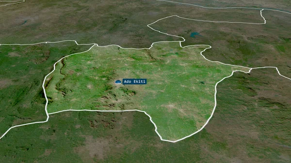 Ekiti State Nigeria Zoomed Highlighted Capital Satellite Imagery Rendering — Stock Photo, Image