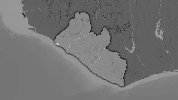 Liberia Område Galla Höjd Karta Stereografisk Projektion Sammansättning Raster Lager — Stockfoto