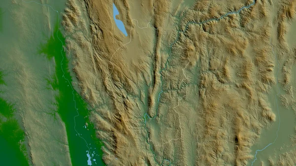 Kayah State Myanmar 湖泊和河流的彩色阴影数据 形状与它的国家相对应 3D渲染 — 图库照片