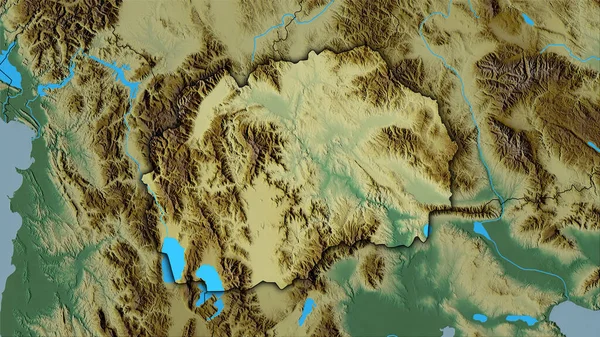 Mazedonien Auf Der Topographischen Reliefkarte Der Stereographischen Projektion Rohe Zusammensetzung — Stockfoto