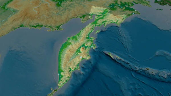 Kamchatka Território Rússia Ampliado Destacado Principais Características Paisagem Física Renderização — Fotografia de Stock