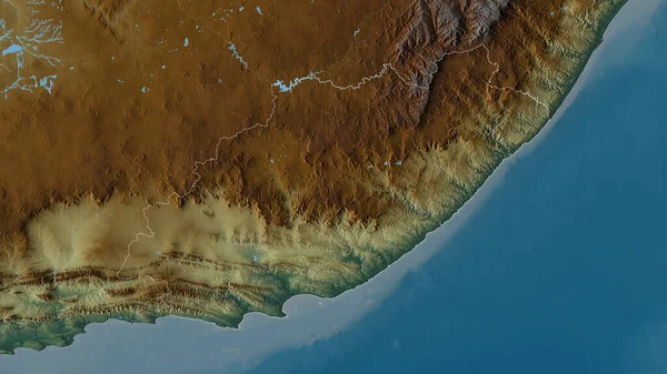 Capo Orientale Provincia Del Sudafrica Rilievo Colorato Con Laghi Fiumi — Foto Stock