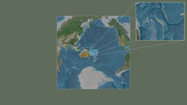 Expanded Enlarged Area New Caledonia Extracted Large Scale Map World — Stock Photo, Image