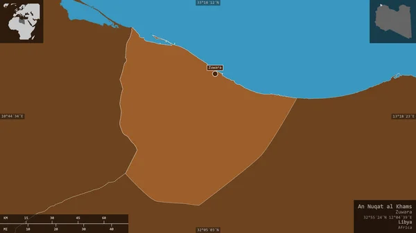リビアの地方のNuqat Kams 湖や川でパターン化された固体 有益なオーバーレイとその国の領域に対して提示形状 3Dレンダリング — ストック写真