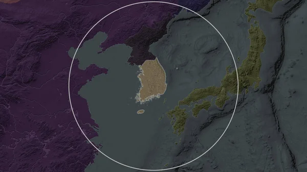 Poszerzony Obszar Korei Południowej Otoczony Okręgiem Tle Jej Sąsiedztwa Mapa — Zdjęcie stockowe