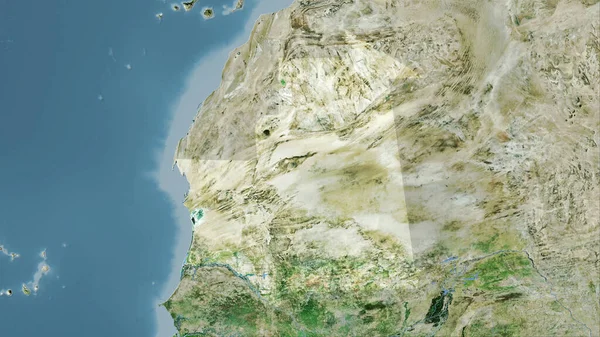 Zona Mauritania Harta Prin Satelit Proiecția Stereografică Compoziția Brută Straturilor — Fotografie, imagine de stoc