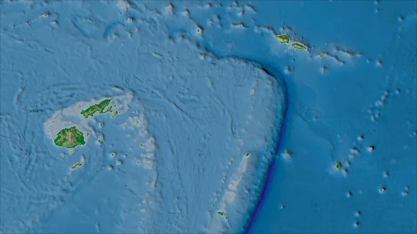 グリンテンI予測 斜めの変換 の物理的地図上のNiuafou地殻プレートの近傍 生の複合体 アウトラインなし — ストック写真