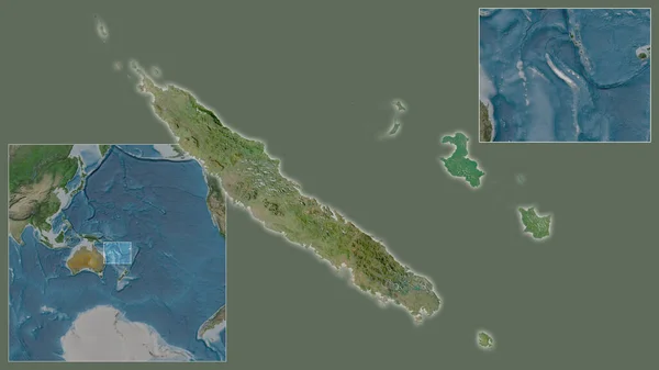 Primer Plano Nueva Caledonia Ubicación Región Centro Mapa Mundial Gran —  Fotos de Stock